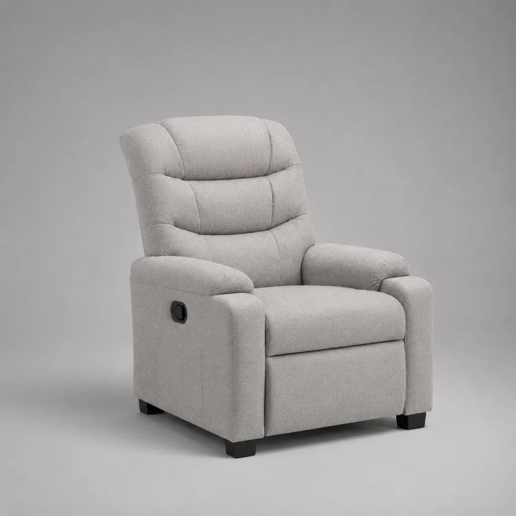 Relaxsessel mit manueller Liegefunktion und Fußstütze, Stoffbezug, Hellgrau, 90 × 92 × 105 cm
