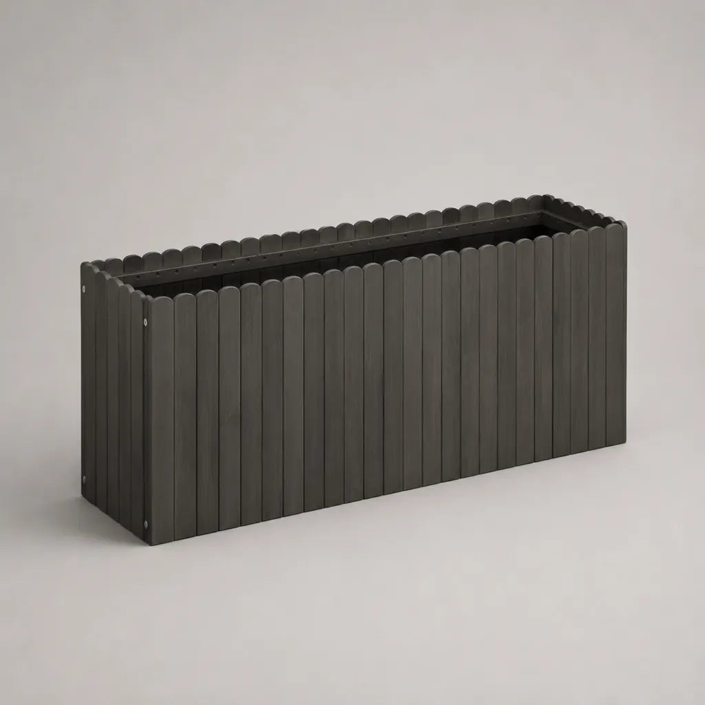 Rechteckiger Pflanzkasten aus pulverbeschichtetem verzinktem Stahl, Anthrazit, 100 × 30 × 60 cm