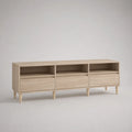 TV-Lowboard aus melaminbeschichteter Spanplatte mit 3 Schubladen und 3 offenen Fächern, Eiche Natur, 180 × 40 × 60 cm