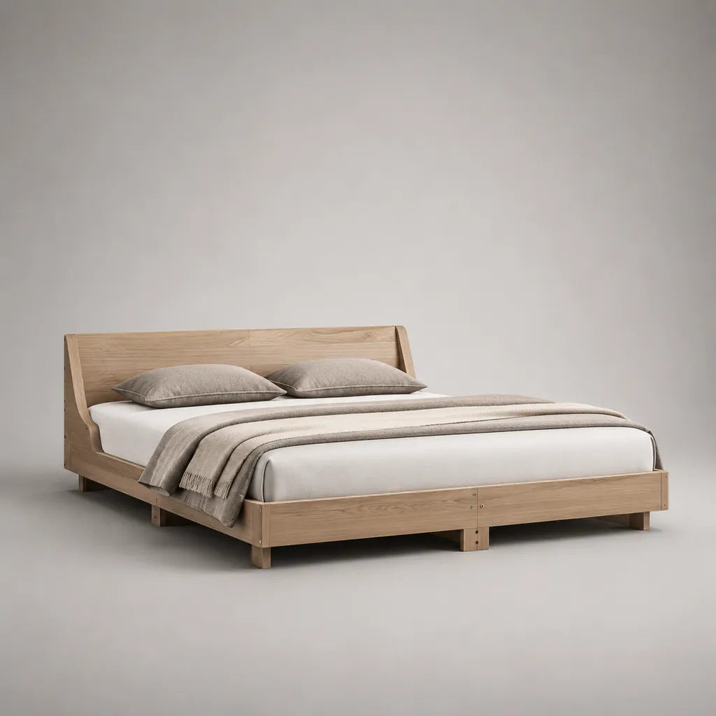 Doppelbett aus massivem Eichenholz, Natur, Liegefläche 180 x 200 cm, Gesamtmaß 190 x 214 x 92 cm