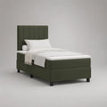 Boxspringbett Einzelbett 90 x 200 cm mit Taschenfederkernmatratze, Polyester-Samt, Dunkelgrün, rechteckiges Kopfteil