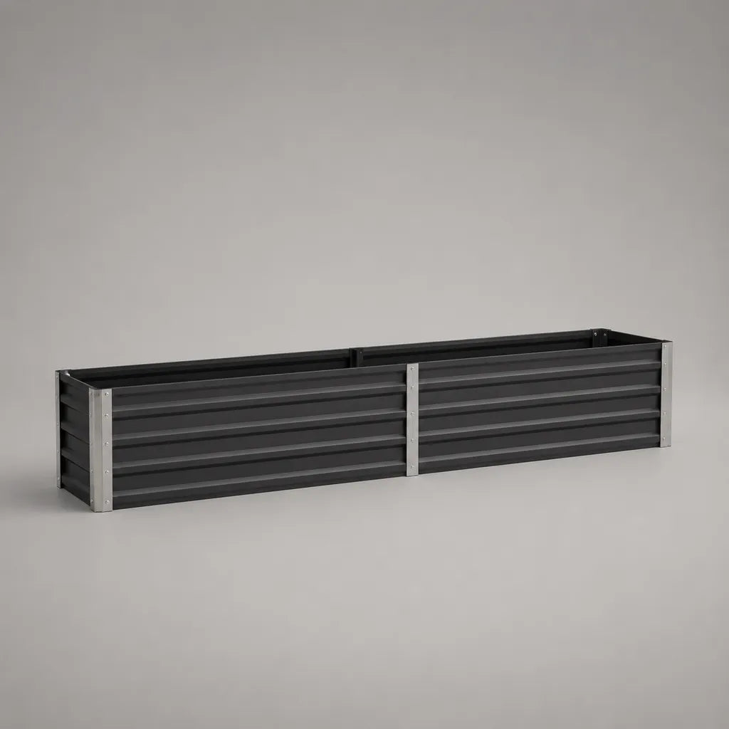 Rechteckiges Hochbeet aus verzinktem Stahl, Anthrazit/Silber, 240 × 80 × 45 cm