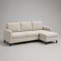 Ecksofa mit Ottomane rechts, 3-Sitzer, 2-teilig, Polyesterbezug, L-Form, Beige, 218 × 145 × 86 cm