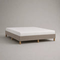 Zweiteiliges Polsterbettgestell 180 × 200 × 35 cm aus Polyester, Beige, ohne Kopfteil, mit Massivholzfüßen
