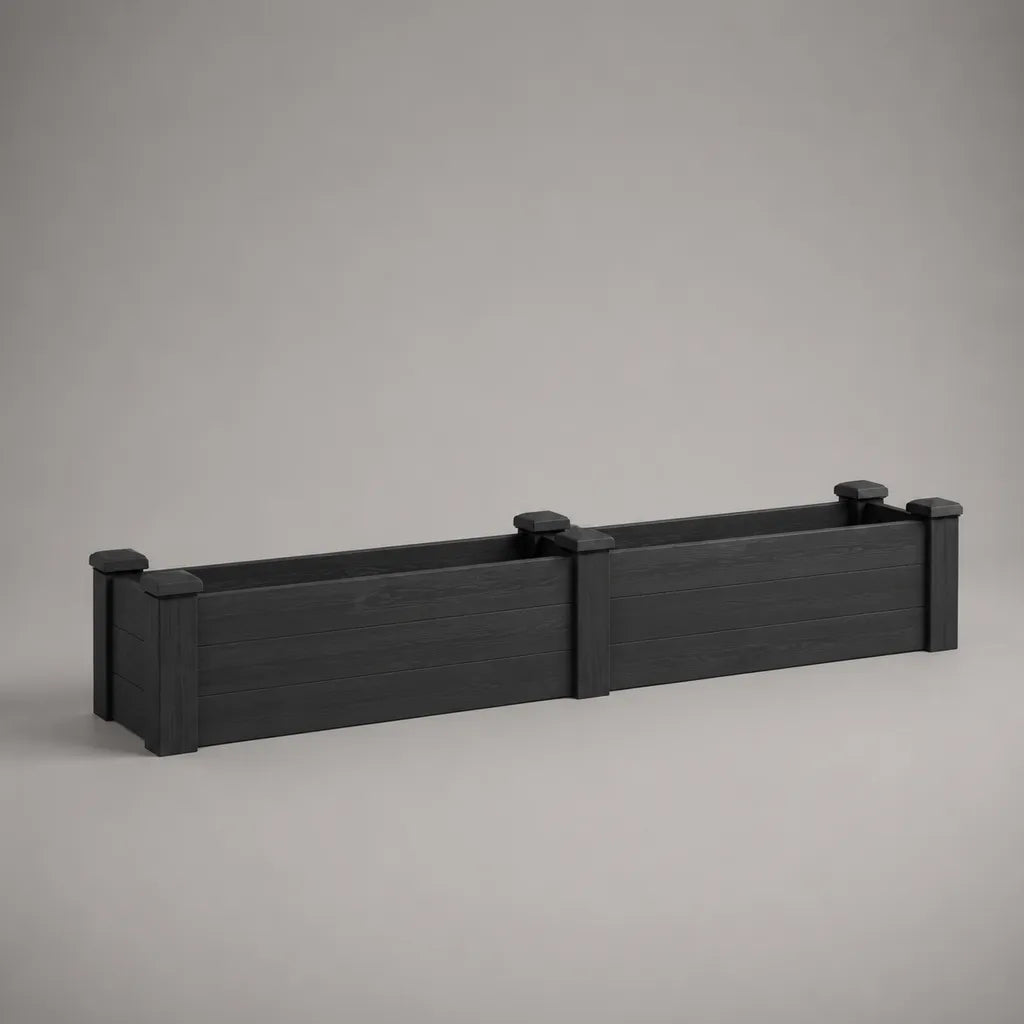 Rechteckiges Hochbeet aus PP mit 2 Pflanzkammern, Schwarz, 160 × 40 × 40 cm