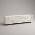 TV-Lowboard aus MDF und Stahl mit 4 Türen, Weiß/Gold, 200 × 40 × 55 cm
