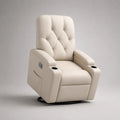 Fernseh- und Relaxsessel aus PU-Leder, Creme/Schwarz, manuelle Liegefunktion, 360° drehbar, 89 × 95 × 105 cm