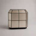 Beistelltisch aus 4 mm Spiegelglas und MDF, Champagner und Schwarz, 60 × 40 × 60 cm