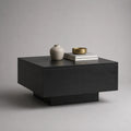 Quadratischer Couchtisch aus MDF mit schwarzem Eichedekor, 80 × 80 × 40 cm